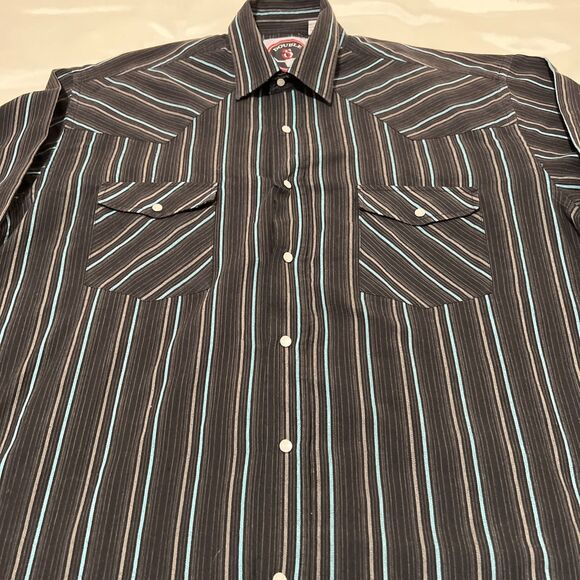 Western Shirts Lot Of 2 Men’s XL Double S Pearl Snap Striped & BKE Black Plaid - Picture 12 of 16